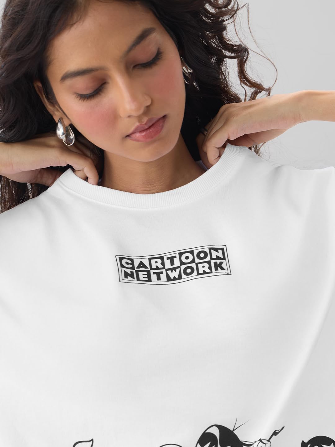 The Souled Store Cartoon Network: 90s Fave Women and Girls Short Sleeves Round Neck White Graphic Printed Cotton Lightweight Ev