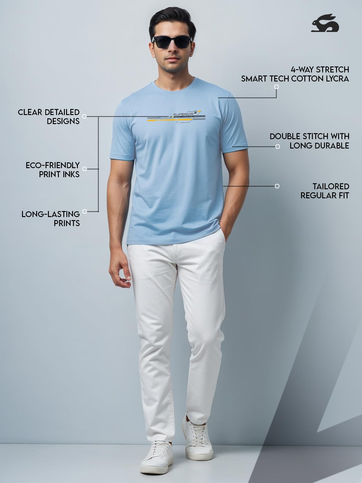 ADRO Men's Graphic Printed 100% Cotton T-Shirt - Regular Fit, Printed T-Shirts for Men (RN24-RAC-SK_Sky Blue)