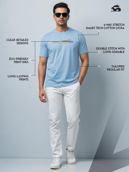 ADRO Men's Graphic Printed 100% Cotton T-Shirt - Regular Fit, Printed T-Shirts for Men (RN24-RAC-SK_Sky Blue)