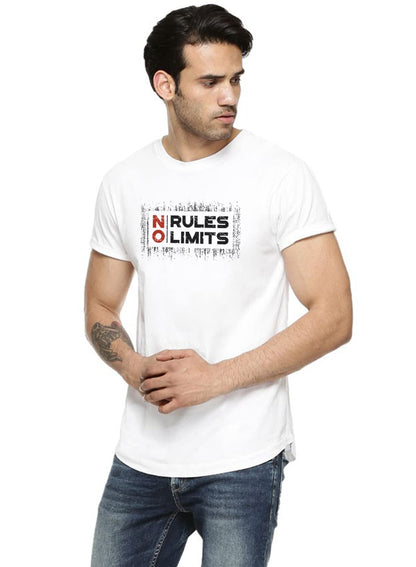ADRO No Rules No Limits Mens Printed T-Shirt (RNR-M-LIM-WH_White)