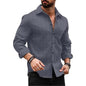 Deelmo MenS Regular Fit Button Down Dress Shirts Textured Long Sleeve Casual Hawaiian Shirt Grey