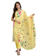 Naixa WomenS Yellow French Crepe Printed Straight Kurta With Crepe Pant And Georgette Printed Dupatta Sets (Nx-S-Kaveri-Yellow-
