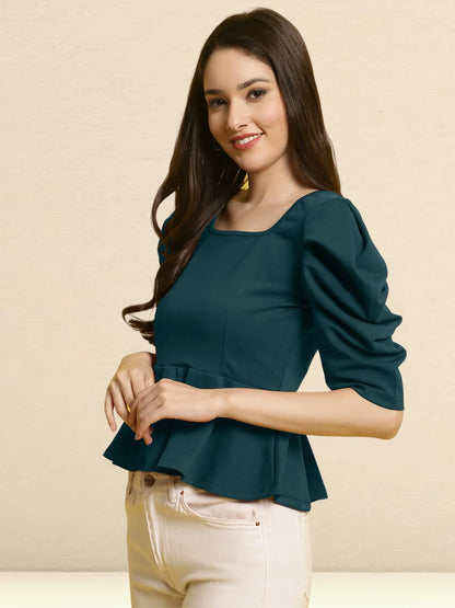 Tee Projekt Womens Casual Trendy Top with Stylish Short Puff Sleeves ll Soft & Stylish Womens Tee