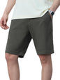 The Souled Store Chino Shorts: Slate Green Men and Boys Buttoned Solid Regular Fit Knee Length Cotton Blend Chino Shorts