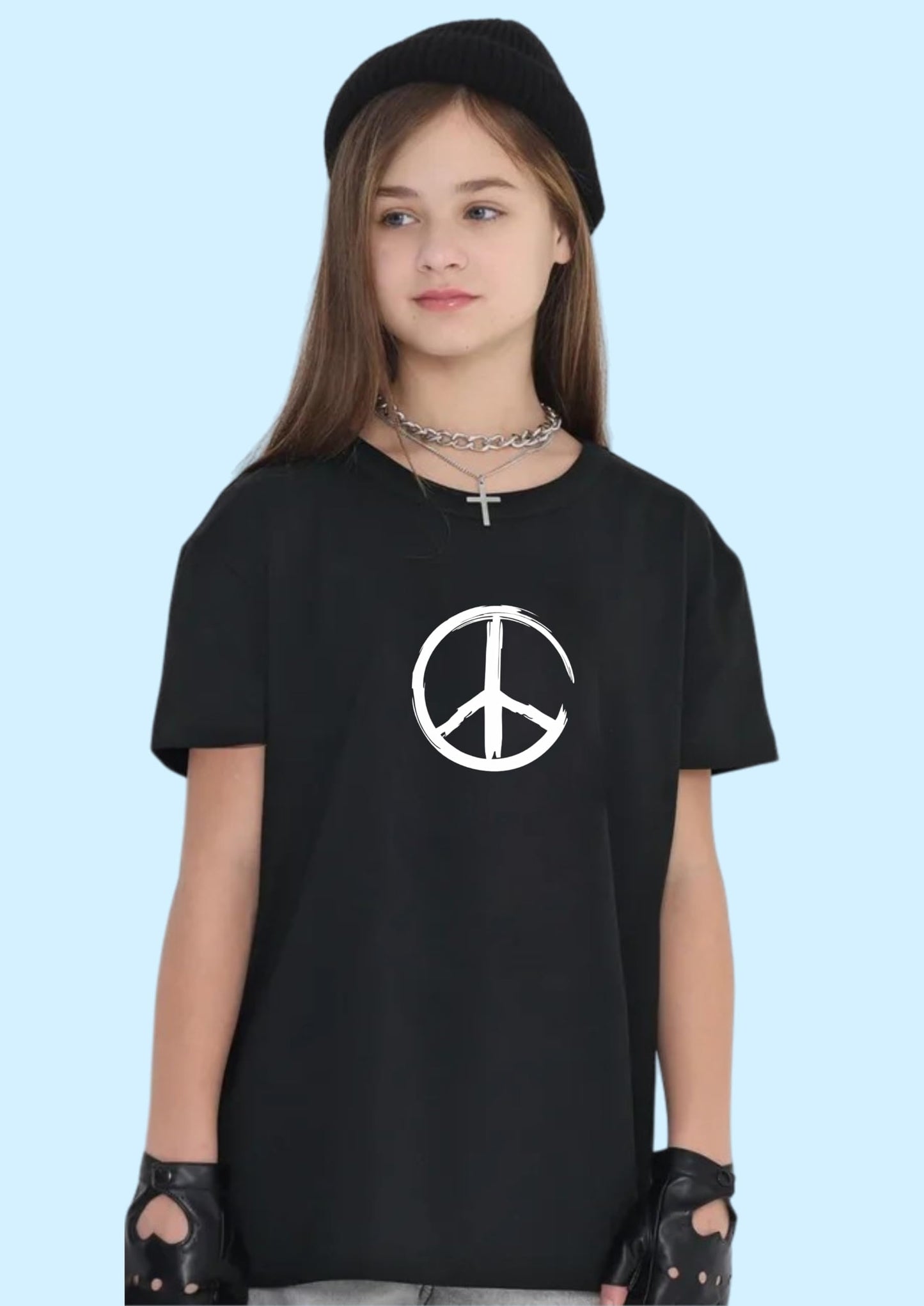 Uniplanet Store GirlS Cotton T Shirt With Half Sleeves Round Neck Line Graphic Prints Regular Fit And Standard Length Black