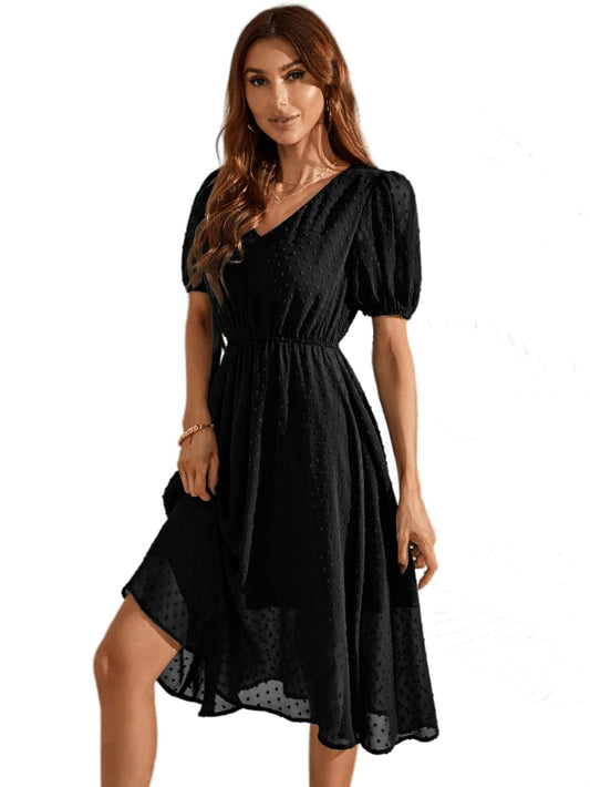 Tagas Women'S Georgette A-Line Standard Length Dress (Op-3210-1-Black-Xl_Black)
