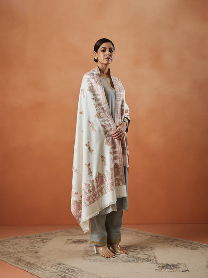 Pashmoda Women Pari mahal Kaani Wool Blend Stole (Size : 71X203 CM)