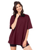 SHODOX Bio-Washed Anti Bacterial 100% Pure Cotton Womens Oversized Solid T-Shirt | Cozy Soft, Less Wrinkles Loose Fit, Drop Shou