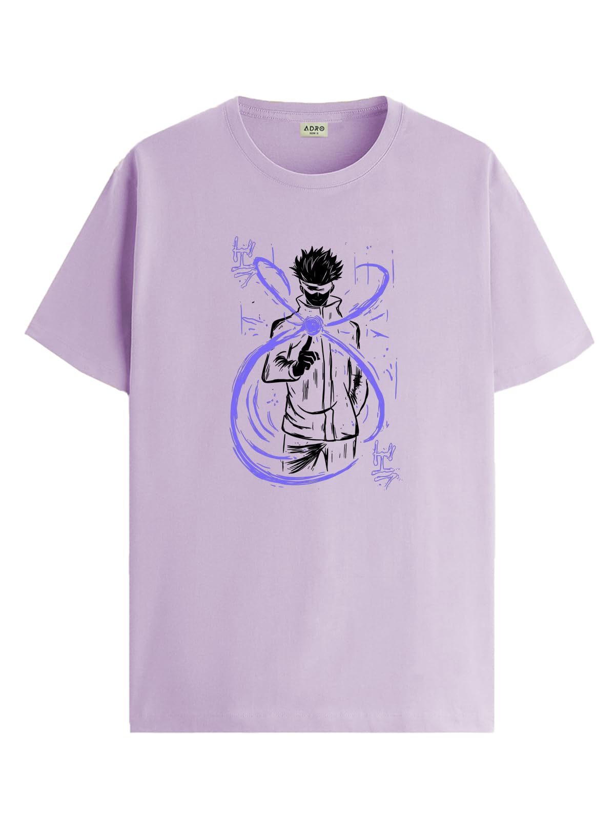 ADRO Mens Anime T Shirt - Premium Cotton Anime Gojo Tshirt - Perfect for Anime Fans Print and Comfortable Fit Purple T-Shirt|RN2