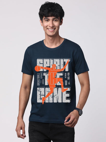 ADRO Sports Design Printed T-Shirt for Men - 100% Cotton, Regular Fit, Soft Breathable Fabric. (RN23-M-SPR-SB_Teal)