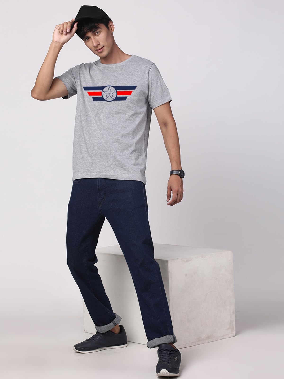 ADRO Tshirt for Men | Printed T Shirt for Men | 100% Cotton T-Shirt |Printed T Shirt | T-Shirts | RN24-CAP-GR