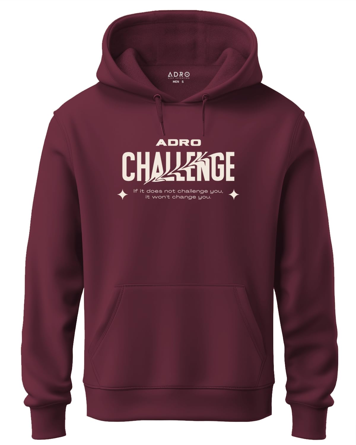 ADRO Mens Abstract Design Backside Printed Hoodies in Premium Cotton Fleece 340 GSM (H23-M-CHL-MR_Maroon)