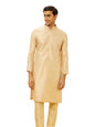Manyavar Mens Beige Art Silk Kurta Pyjama Set