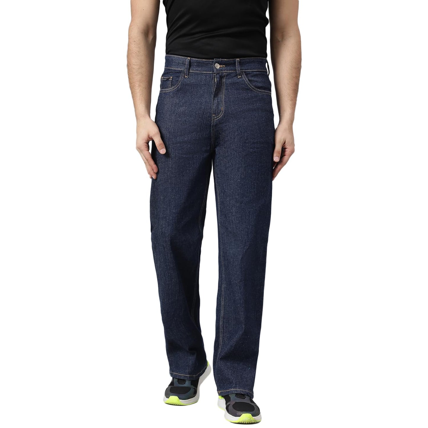 Kotty MenS Cotton Lycra Blend Relaxed Fit Mid Rise Jeans Prussian Blue