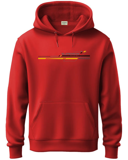ADRO Men's Cotton Blend Neck Hooded Sweatshirt (H24-RAC-RD_Red