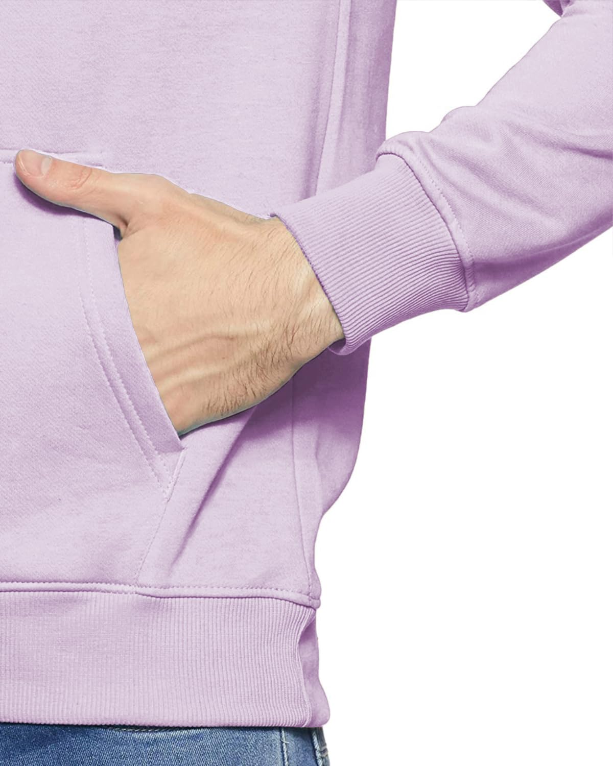 ADRO Men's Cotton Neck Hooded Sweatshirt (H24-LUFFY-PU_Lavender