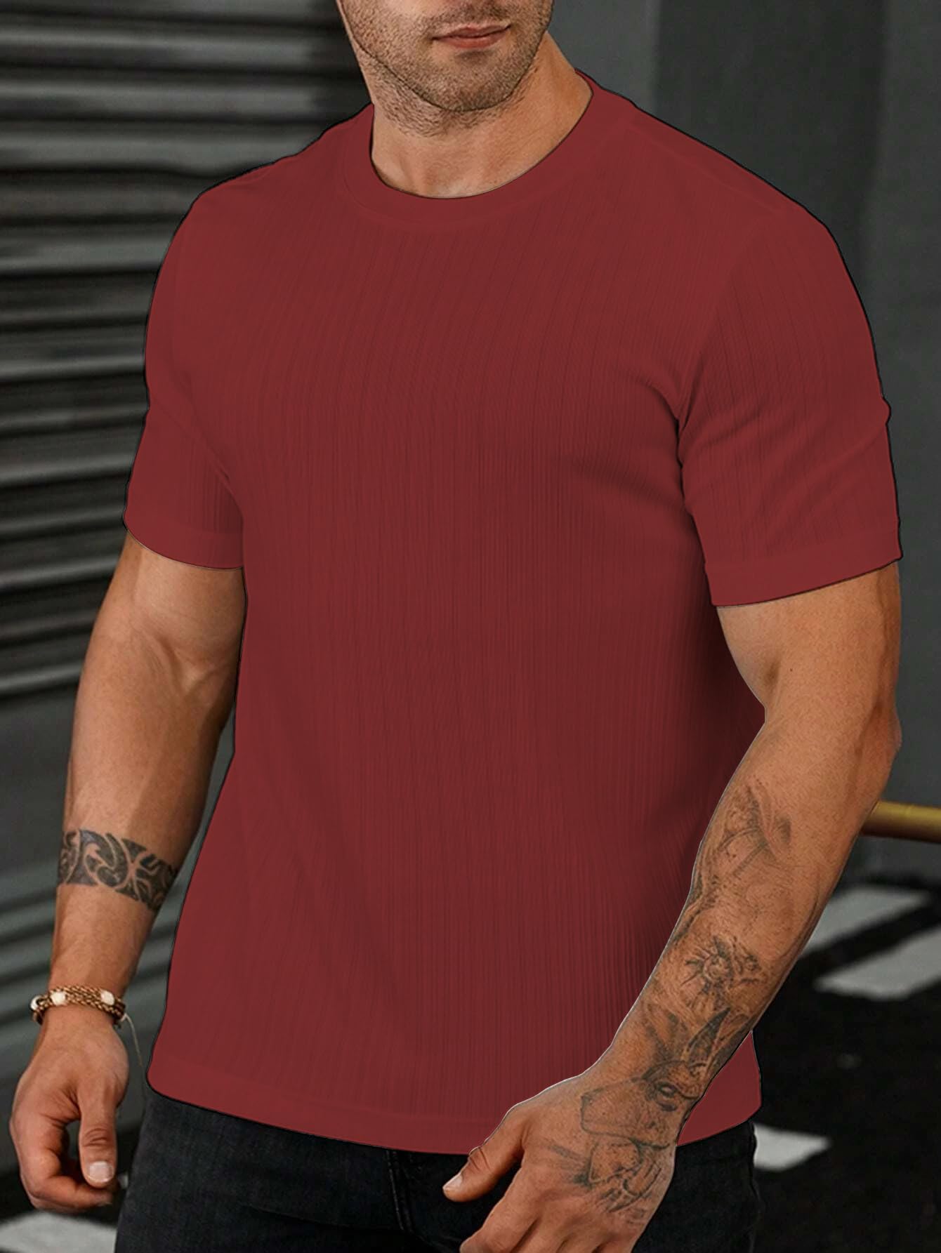 SMOWKLY Mens Solid Regular Fit T-Shirt (1280_Maroon