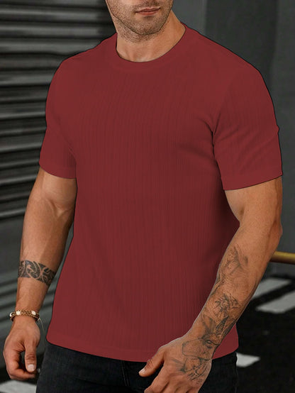 SMOWKLY Mens Solid Regular Fit T-Shirt (1280_Maroon