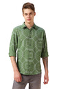 Dennis Lingo Men Green Abstract Print Cotton Relaxed Fit Full Sleeve Shirts