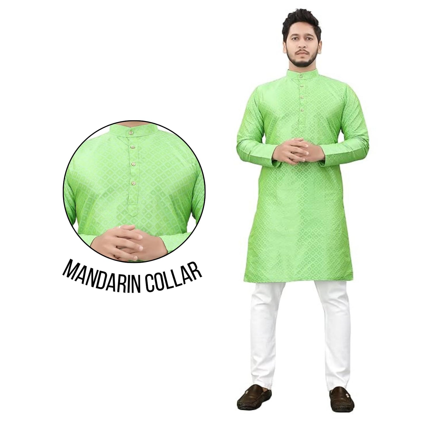 More & More Mens Cottan Blend Kurta Pista
