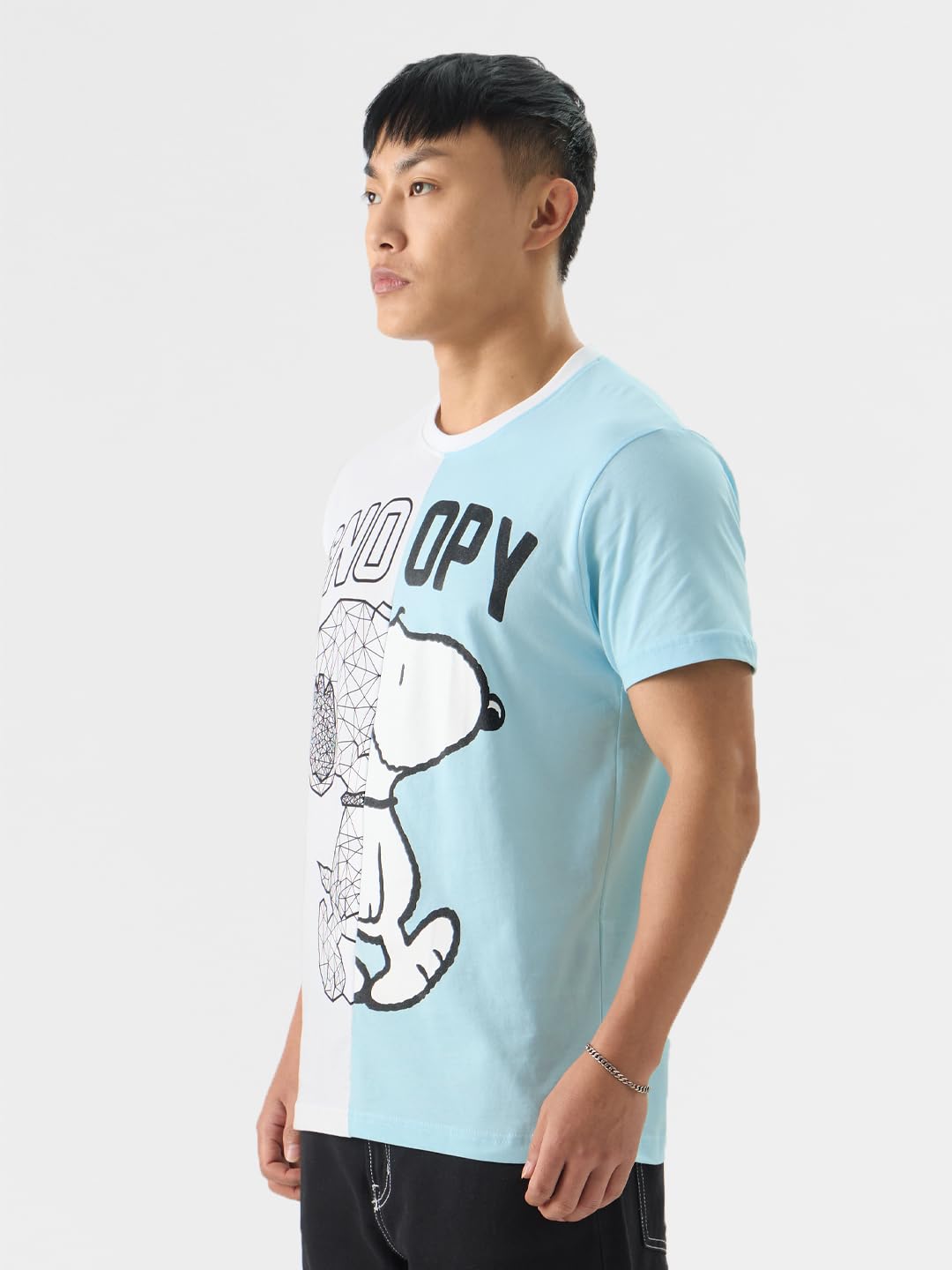 The Souled Store Official Peanuts: Snoop T-Shirts MenS T-Shirts Graphic Tees Casual Fashion Regular Fit Sleeves Round Neck Prin