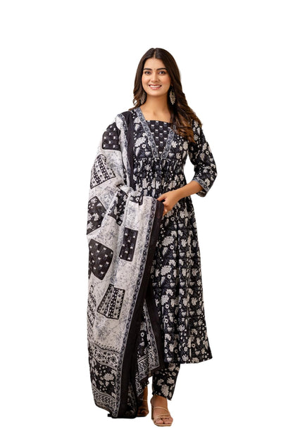 Shienzy Cotton Blend Square Neck Kurta Set With Dupatta For Women | Women Kurta Sets With Dupatta (1609-1610) (In, Alpha, M, Reg