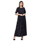 Idalia Navy Blue Gold Pure Cotton 3/4 Sleeve Kurta Set With Dupatta For Women