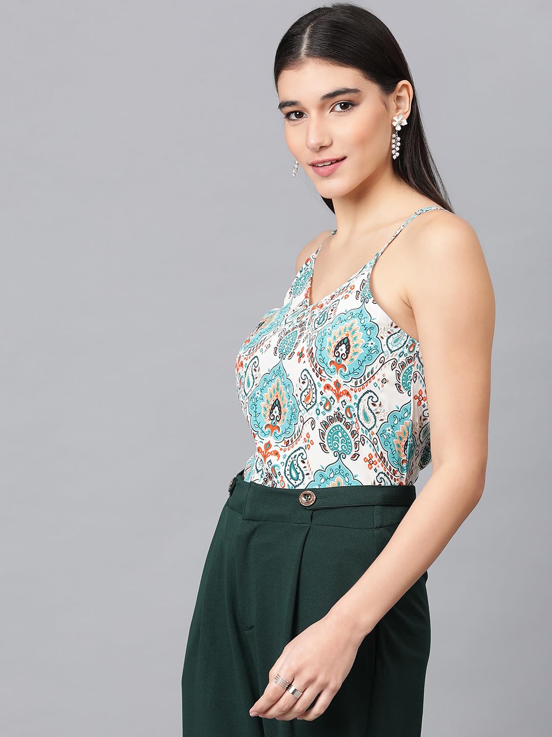 Kotty WomenS Casual Sleeveless Printed Multicolor Top