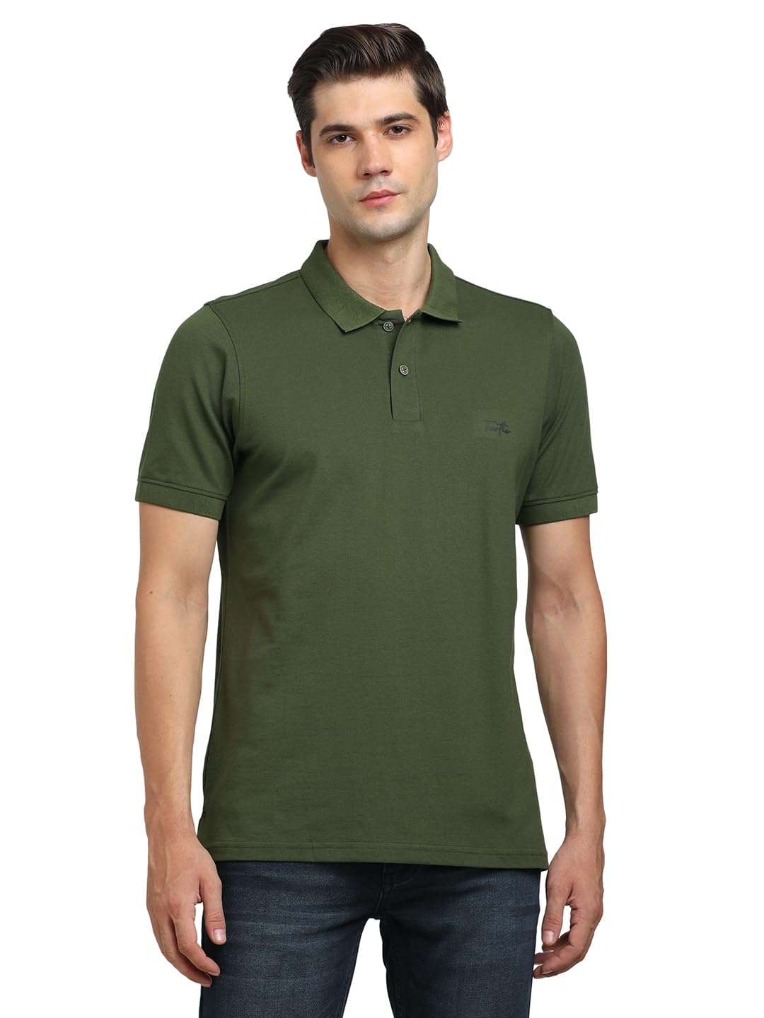 Turtle Men Cotton Stretch Slim Fit Green Polo T-Shirt