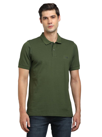 Turtle Men Cotton Stretch Slim Fit Green Polo T-Shirt
