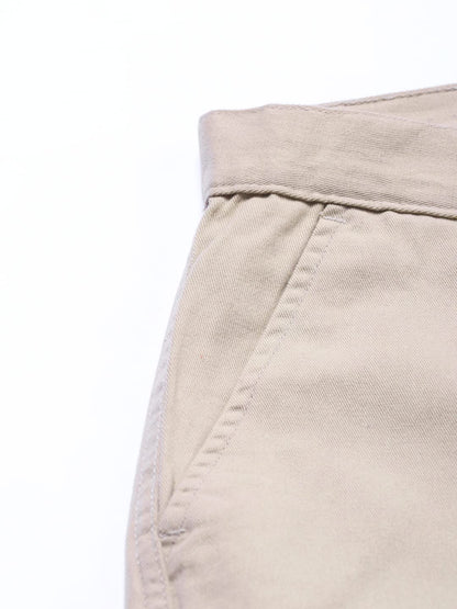 Dennis Lingo Slim Fit Beige Solid Cargo Jogger for Men