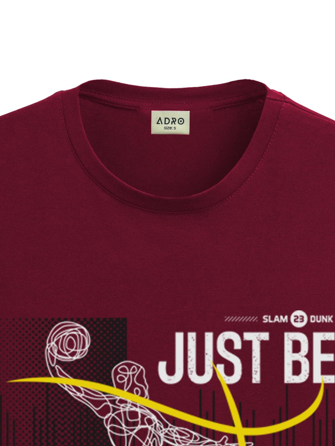 ADRO Men's Graphic Printed 100% Cotton T-Shirt - Regular Fit, Printed T-Shirts for Men (RN24-BCL-MR_Maroon)