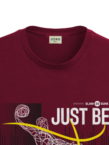 ADRO Men's Graphic Printed 100% Cotton T-Shirt - Regular Fit, Printed T-Shirts for Men (RN24-BCL-MR_Maroon)