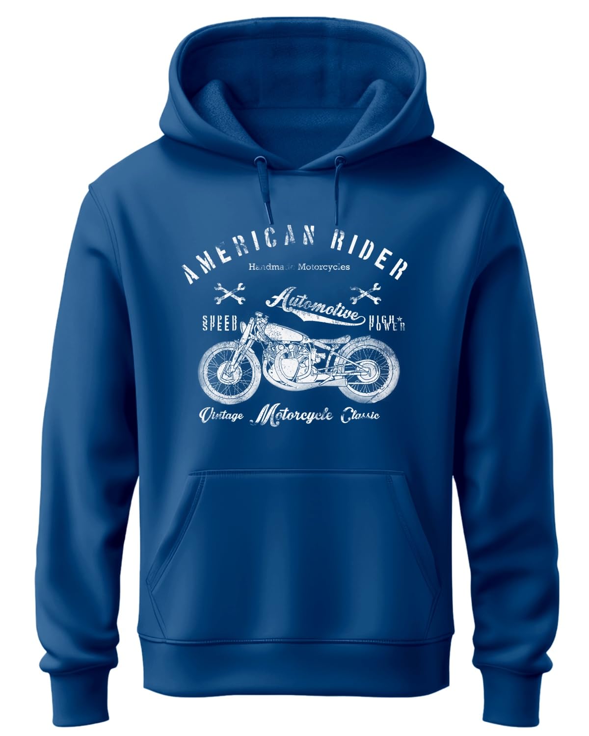 ADRO Men's Cotton Neck Hooded Sweatshirt (H24-AME-RB_Royal Blue