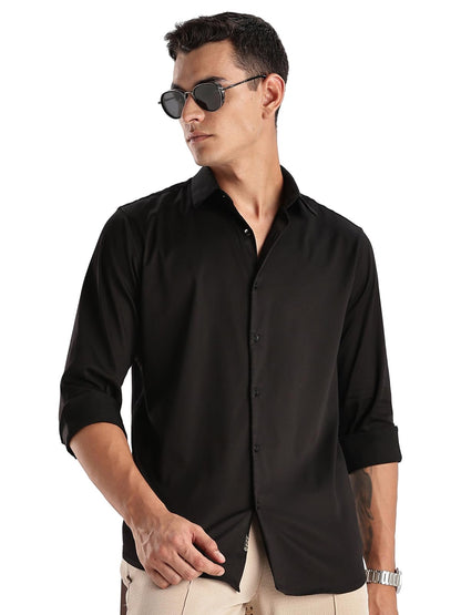 ADRO Mens Slim Fit Solid Casual Shirts | Plain Satin Evening Shirt | Stylish Office or Party Shirt | All Day Fresh Spread Colla