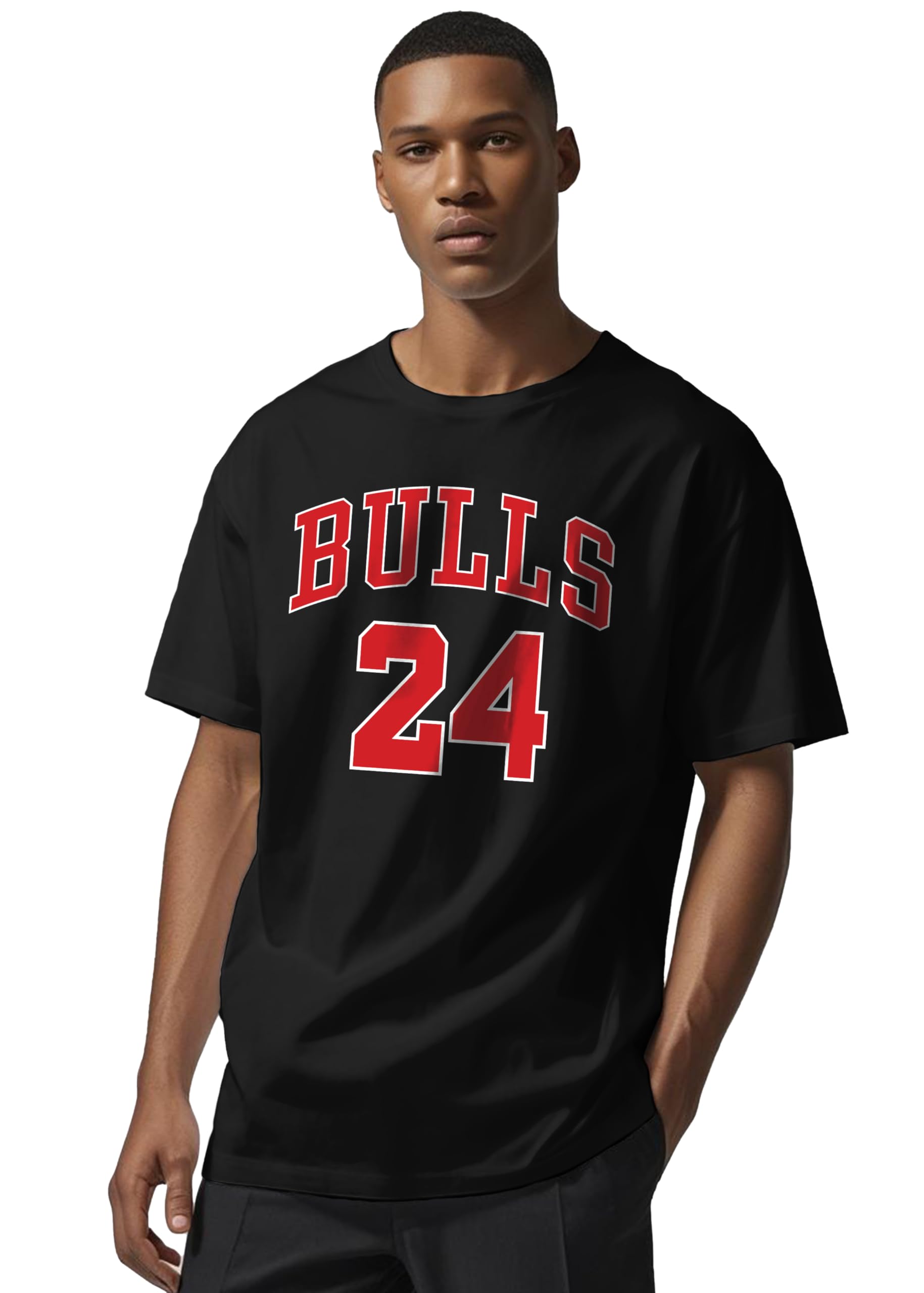 Peppyzone Mens Oversized Fit T-Shirt (PZ-OSTBulls12_Black2