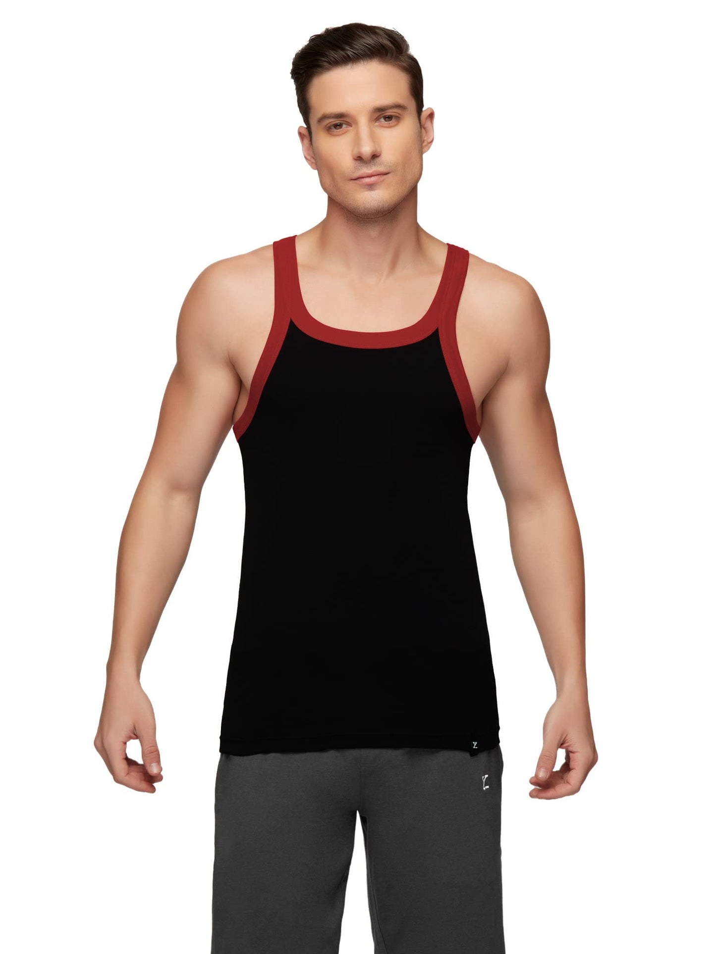 XYXX Mens Super Combed Cotton Square Neck Knitted Vest - High Moisture Absorbing Innerwear for Men with Anti-Bacterial Silver F