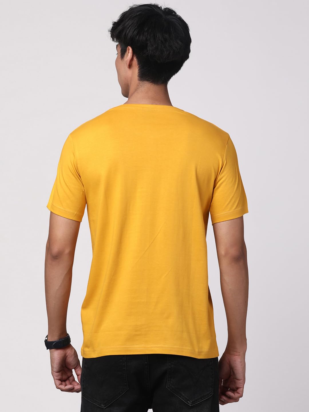ADRO Believe Design Printed T-Shirt for Men (R22-M-BVV-MU_Mustard)
