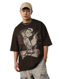 The Souled Store Popeye: Wings Men and Boys Short Sleeves Round Neck Brown Graphic Printed Cotton Oversized Heavy Gauge Fabric D
