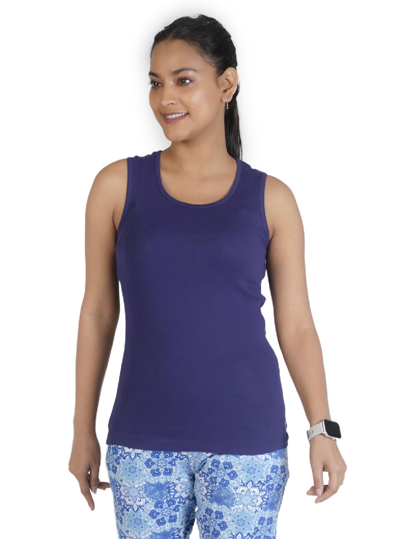 Rupa Colors Playsure Solid 100% Combed Cotton Rib Fabric, Womens Tank Top, Sleeveless Pack of 1
