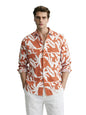 The Indian Garage Co Mens Slim Fit Printed Cutaway Collar Full Sleeves Resort Shirt