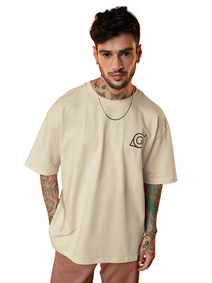 The Souled Store| Official Naruto: Yin-Yang Mens and Boys T-Shirts|Half Sleeve|Oversized fit Graphic Printed|100% Cotton Off Whi