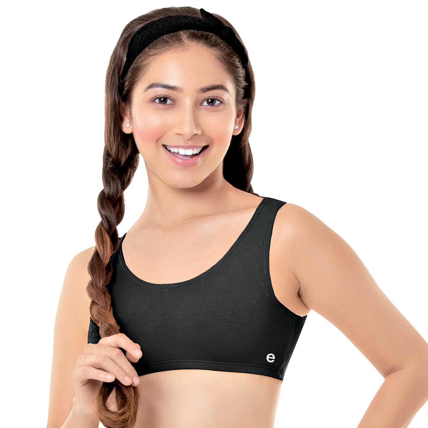 Enamor Womens Wide Strap Stretch Cotton Non-Padded Antimicrobial Beginners Pop-on Wireless Teenager Bra Full Coverage Bra - BB0