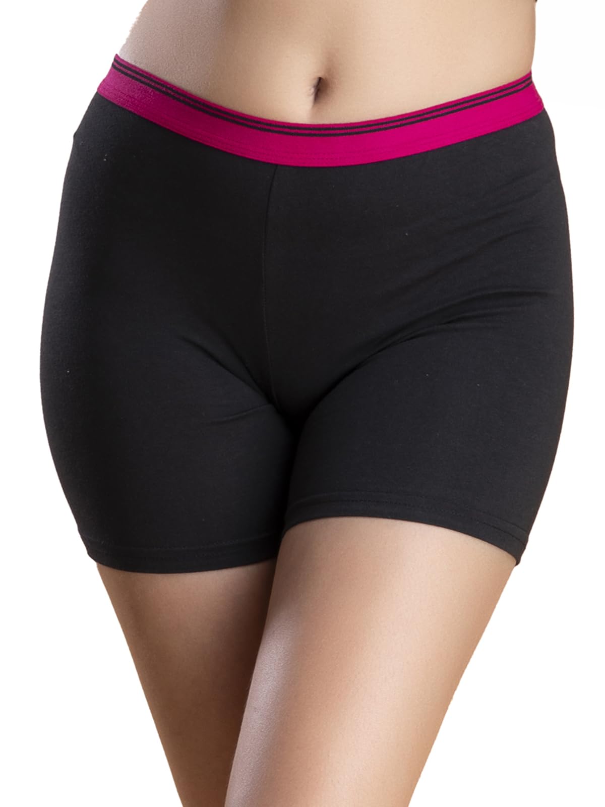 Clovia Womens Cotton Mid Waist Boyleg Panty (PN2667P13_Black_L)