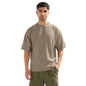 Nobero MenS Self Design Oversized Fit T-Shirt (1M-Twts-R0104_Beige