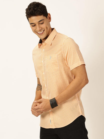 Thomas Scott Mens | Half Sleeve | Checks | Slim Fit | 100% Cotton | Spread Collar | Casual Shirts (Available in Plus Size) (Oran