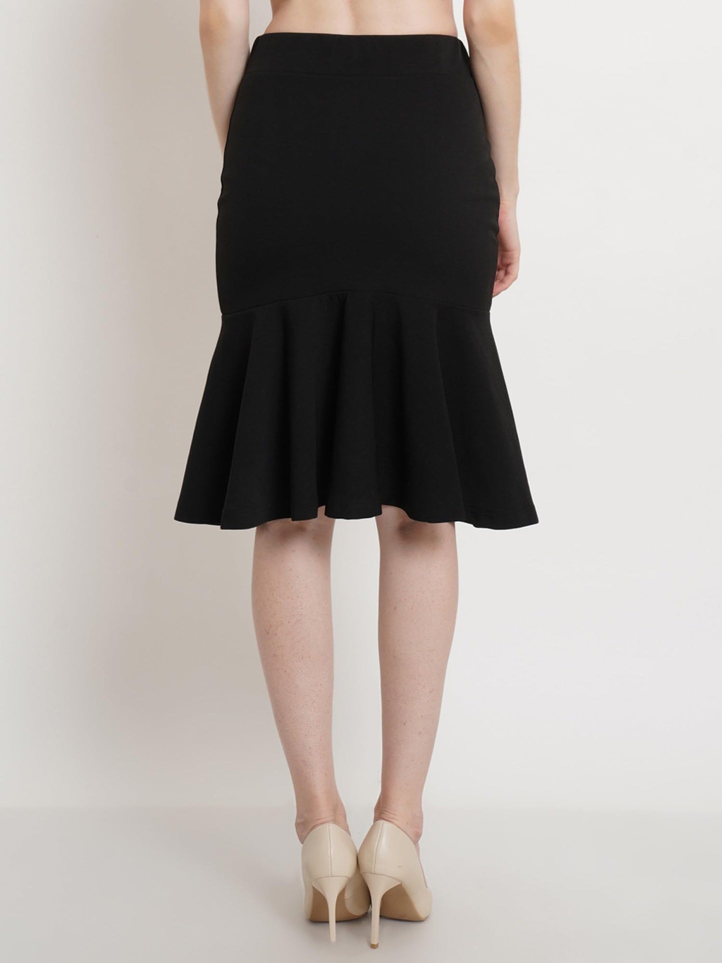 POPWINGS Casual Solid Black Peplum Skirt for Women | Women Skirt | Women Stylish Skirt | Skirts for Women