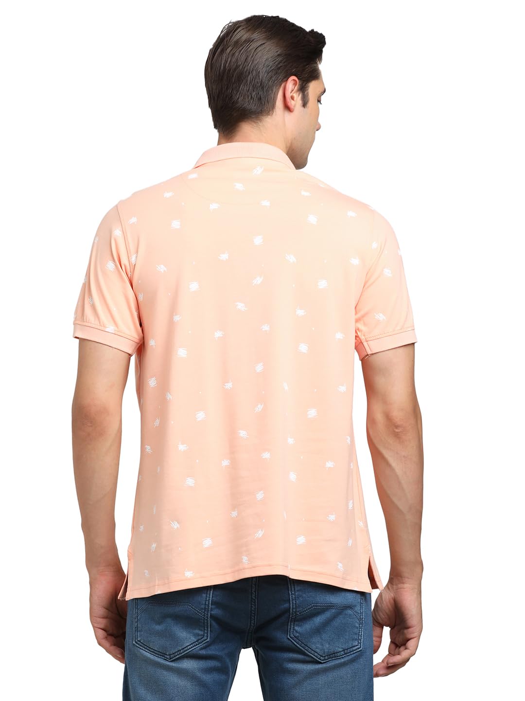 Turtle Men Knitted Slim Fit Peach Polo T-Shirt