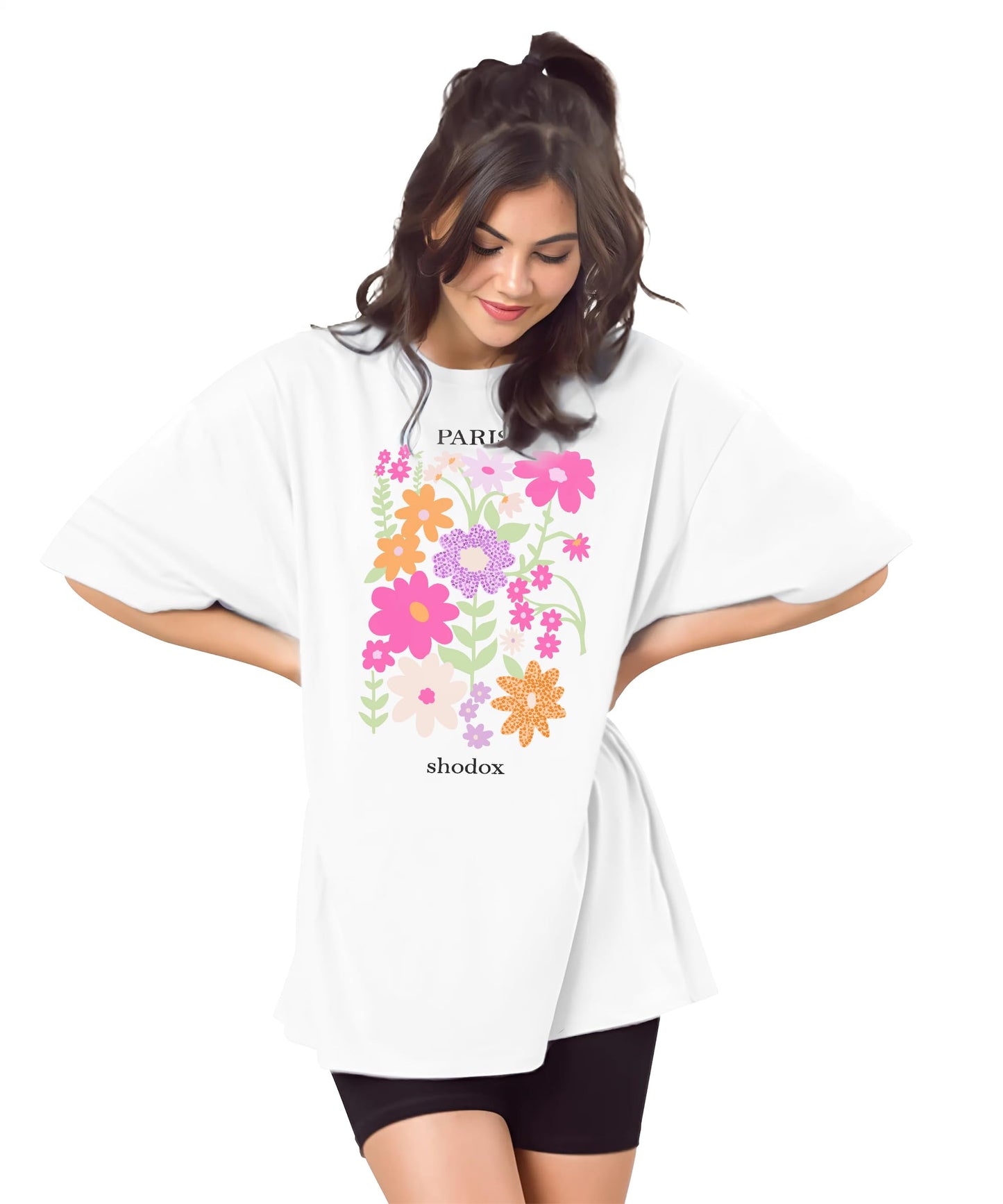 SHODOX Bio-Washed Anti Bacterial 100% Pure Cotton Womens Oversized Aesthetic Premium Printed T-Shirt | Cozy Soft, Less Wrinkles