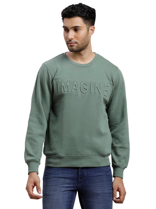 Turtle Men Knitted Slim Fit Full Sleeve Spanish Green Sweatshirt
